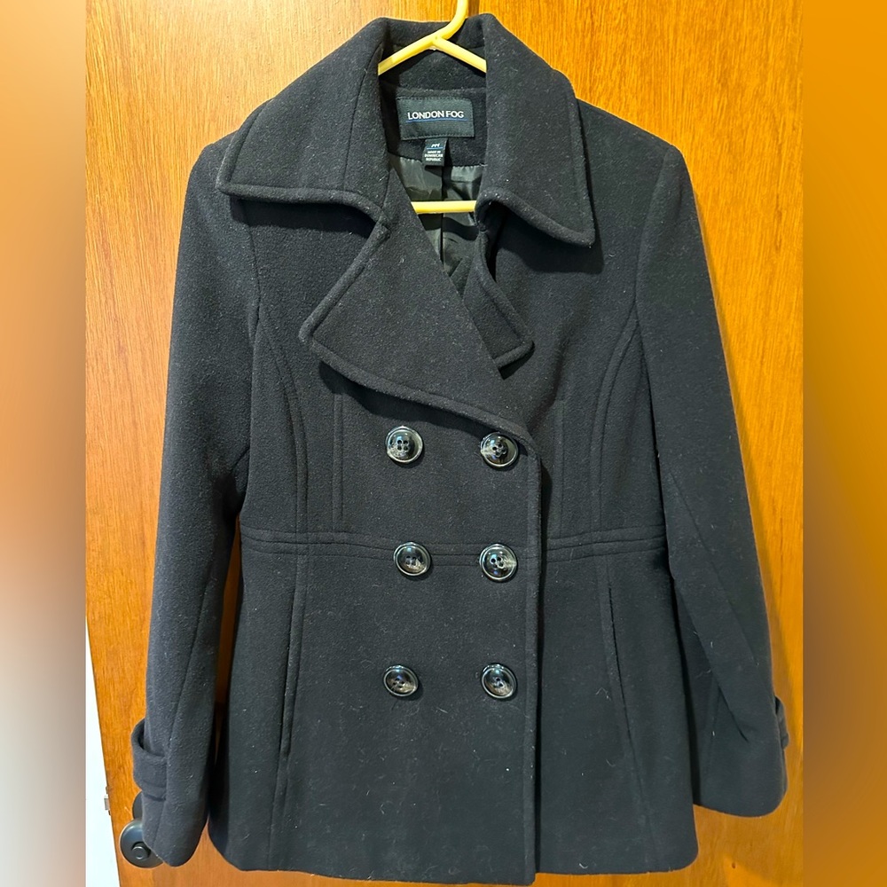 London Fog Women’s Black Wool Pea Coat - MP